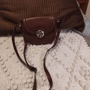 Brighton Dark Brown Crossbody Bag with Silver Accent